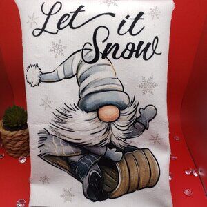 Let It Snow Elf Christmas Tea Towel